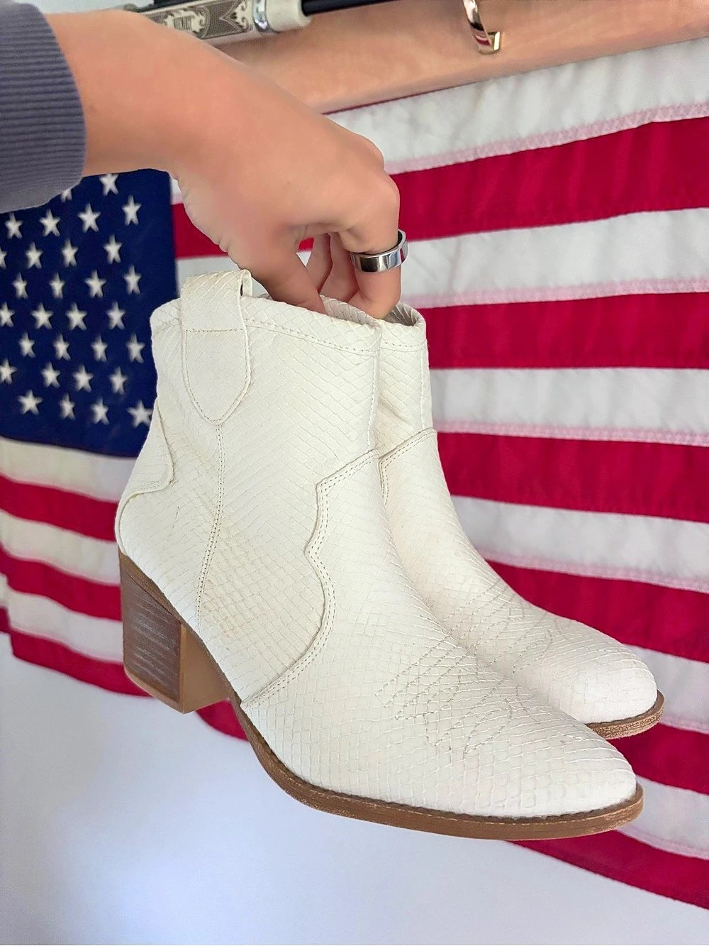 White Western Ankle Boots